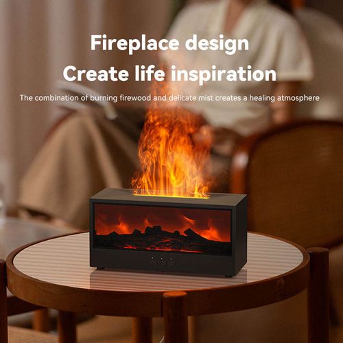 3D Simulated Flame Fireplace Essential Oil Diffuser, Color Changing Light Aromatherapy Humidifier with Remote Control