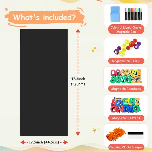 Premium Self-Adhesive Magnetic Blackboard Full Learning Kit with Letters, Numbers, Markers & Eraser