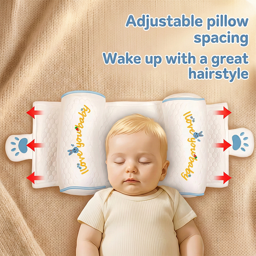 Anti-Flat Head Baby Shaping Pillow | Soft Cotton, Adjustable & Breathable for 0-12 Months Babies