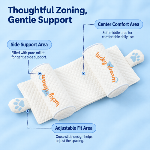 Adjustable Baby Head Support Pillow | Soft Cotton, Breathable & Washable  for 0-12 Months Babies