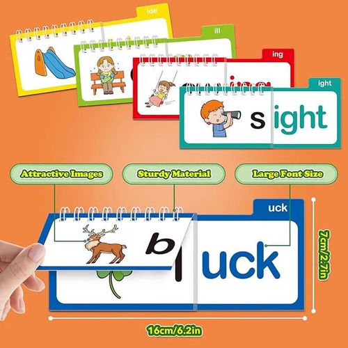 30PCS Kids Phonics Word Family Flip Books - Ghana Preschool Early Reading & Rhyming Learning Cards