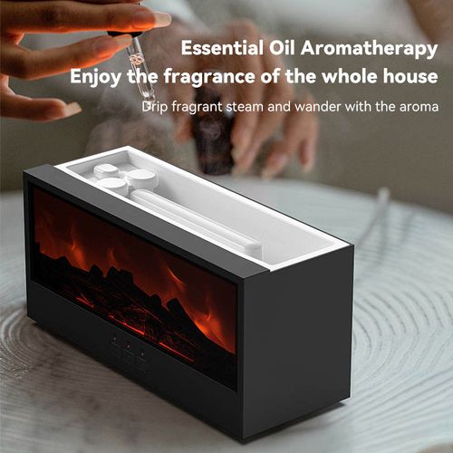 3D Simulated Flame Fireplace Essential Oil Diffuser, Color Changing Light Aromatherapy Humidifier with Remote Control
