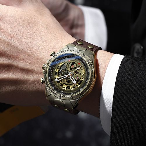 Men's Fashion Casual Bronze Automatic Mechanical Watch