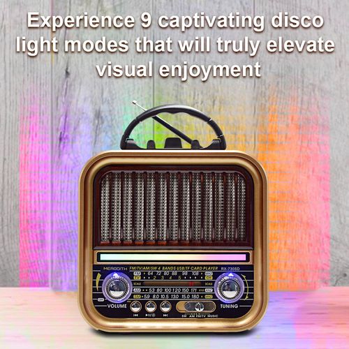 الراديو الفرعوني RX-730SD بضحكة الديسكو والباس القوي - شحن بالشمس وبطارية 18650