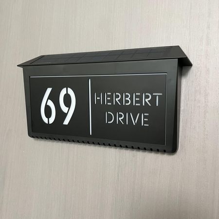 Custom Solar LED Backlit House Number Sign
