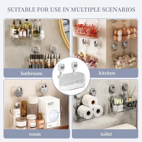 🚚 Fast Delivery Kenya 💵 COD Available Portable！Wall Mounted Suction Storage Basket Organizer For Bathroom Kitchen Space Saving Use