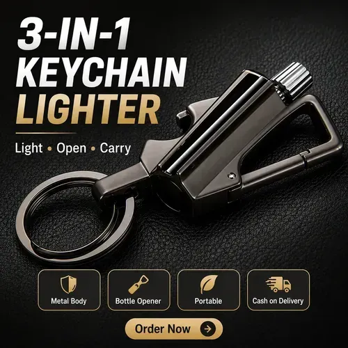 🚚 24H Shipping 💵 COD｜3-in-1 Metal Keychain Lighter | Bottle Opener & Key Ring