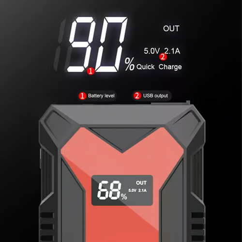🔋 Car Battery Jump Starter – Portable Power Bank with USB Fast Charger & LED Flashlight 🚗