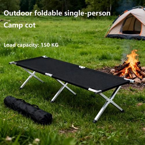 🌳🌞Outdoor foldable single-person camp cot 🛏️