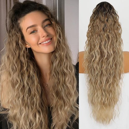 💜💆‍♀️Curly Wavy Frizzy Hair Extension with Ponytail💃 with Exquisite bow ribbon gift tote bag