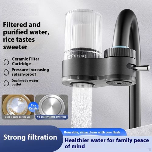 👀Visible filtration💦Dual-stage water output——Tap water purifier with 2 filter cartridges