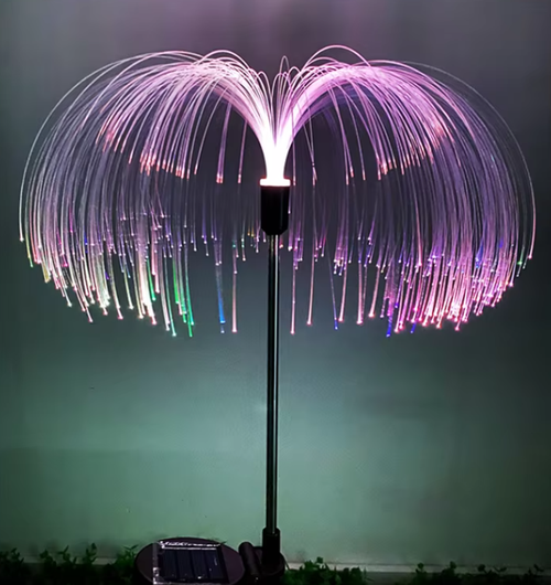 Solar-powered color-changing fiber optic jellyfish ground light(6 pieces)