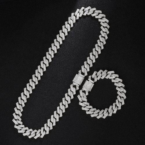 Men Iced Out Hip Hop Jewelry Set | Bling Watch + Cuban Chain + Cross Necklace & Bracelet With Box
