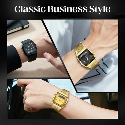 ⌚✨ Retro Style Square Face Multifunction Watch – Chronograph, Date Display & Classic Design 🕰️