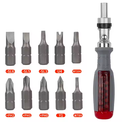 Multifunctional ratchet multi-angle screwdriver cross flat head special-shaped plum screwdriver