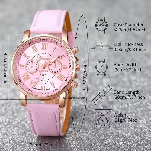 6PCS Fashion Women's Quartz Watch  Heart Rhinestone Jewelry Set(Without Box)