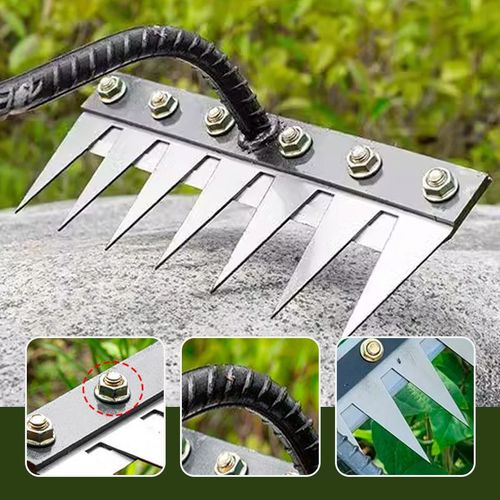 Garden Hand Rake Tool Carbon Steel 8 Teeth