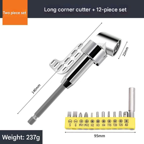🔧105 Degree Right Angle Drill Adapter+12-Piece Lot Head Set