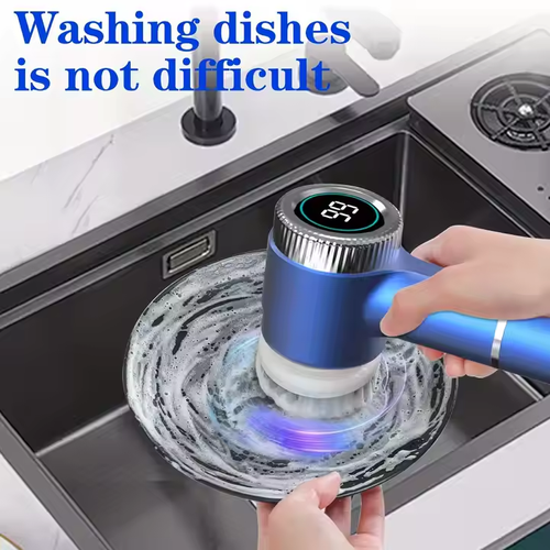 New Cordless Electric Gyrated Cleaning Brush with 5 Brush Heads Electric Scrubber
