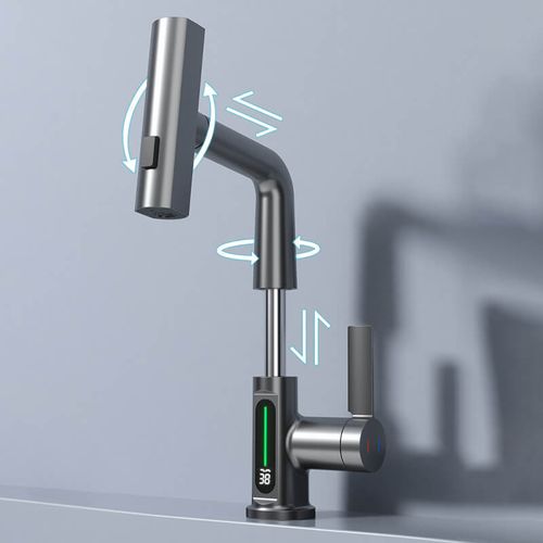 Lifting faucet with digital display