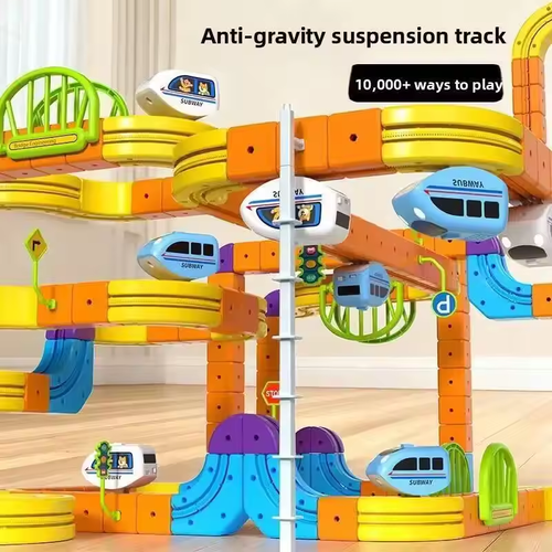 145pcs Anti-Gravity Changeable Racing Train Track Cube High-Speed Rail Car Electric Train Toys for Children Gift