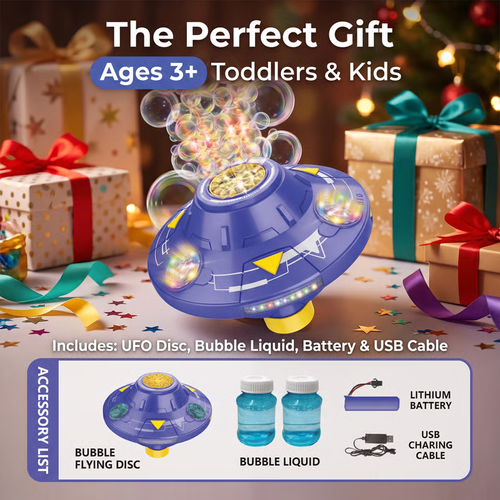 🔥Multifunction Bubble Machine, Automatic Rotating Disc Toy