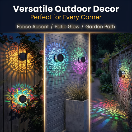 🔥4-Pack Solar Mandala Projector Wall Lights