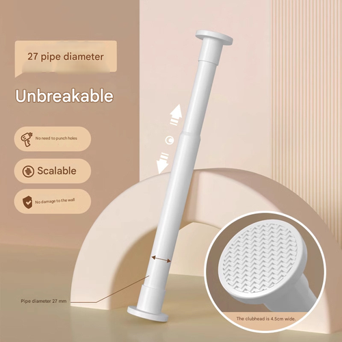 Multifunctional no-drill telescopic clothes drying rack for balcony and bathroom curtain rod