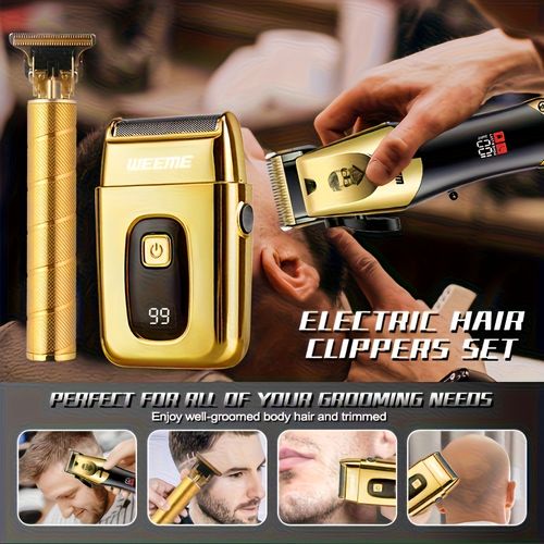 3Pcs Wireless Men's Hair Clipper & Beard Trimmer Set
