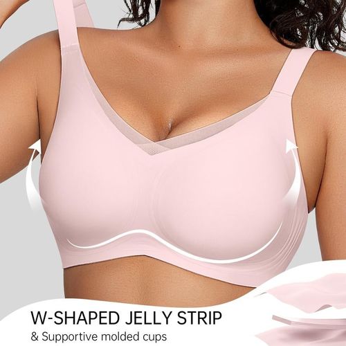 Women Wireless V Neck Crossover Mesh Bra