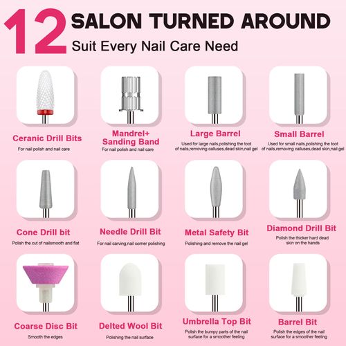 💅✨Professional Electric Nail Polisher-Multiple heads for shaping & buffing. Salon at home! 🌟💎