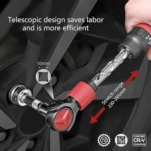 Drive Ratchet Wrench - 72T Steel Socket Wrench with Flexible Head & Reversible Switch