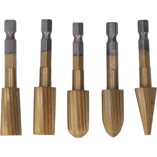 5‑Pack High‑Speed‑Steel Hex‑Shank Rotary File Burr Set