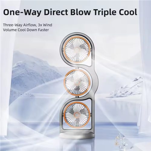 New Portable USB Rechargeable Three-Head Fan