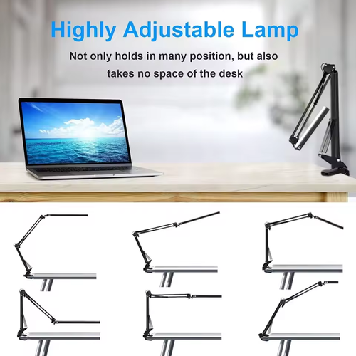 Led folding metal desk lamp clip