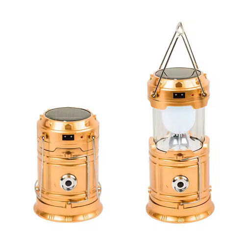 Rts Led Camping Lantern Light Solar Charging Plastic New Portable Telescopic USB Rechargeable Solar Folding mobile power bank