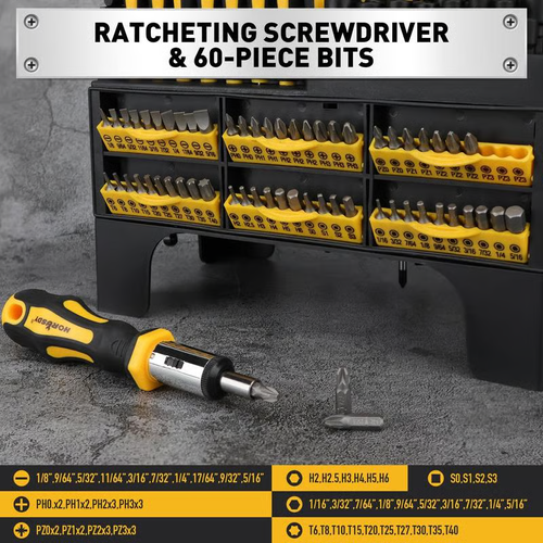 131-Piece Magnetic Screwdriver Set