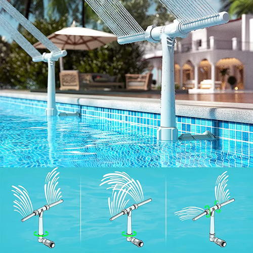 Solar Pool Fountain with Lights Dual Arc