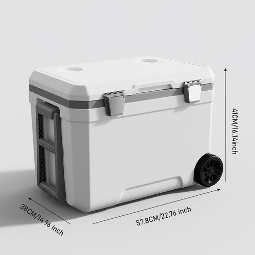 45L Outdoor Roller-Mounted Insulated Cooler Box, Ideal for Car Camping and Picnics
