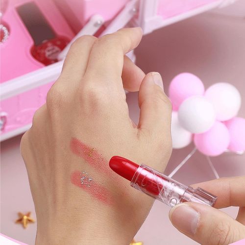 Kids Washable Makeup Toy Set with Portable Pink Handbag