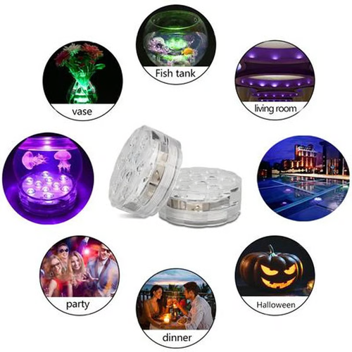 Submersible Waterproof Remote Control LED Lights for Pool（4 lights with 1 remote control）