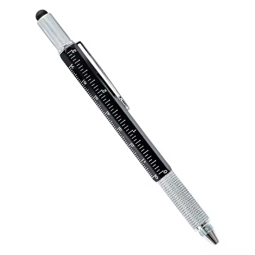 6 in 1 Multifunction Pen Metal Ballpoint Stylus tool Pen with Screwdriver Ruler Level Touch Stylus
