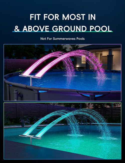 Solar Pool Fountain with Lights Dual Arc