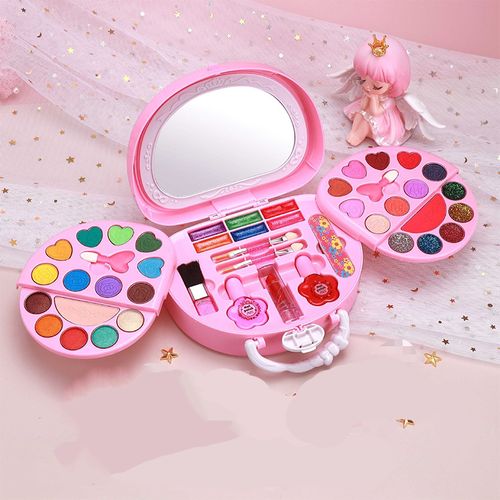 Kids Washable Makeup Toy Set with Portable Pink Handbag
