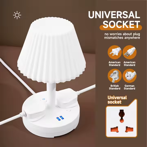 Power Strip phone Holder Outlets and multifunctional USB Charging Ports Overload Table light Lamp