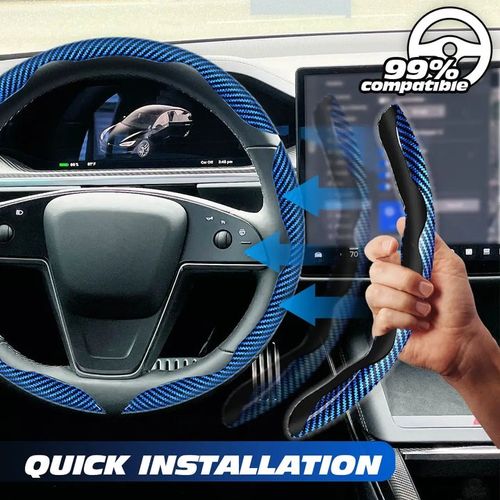 Carbon Fiber Silicone Anti-Slip Car Steering Wheel Cover Universal Fit