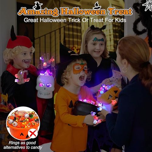 LED Light Halloween Luminous Ring - Set of 50 pcs（Patterns are randomly selected）