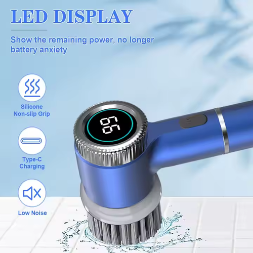 New Cordless Electric Gyrated Cleaning Brush with 5 Brush Heads Electric Scrubber