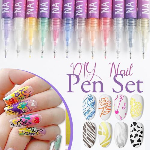 12 Colors Nail Art Pens Set – Create Beautiful & Precise Designs ✨