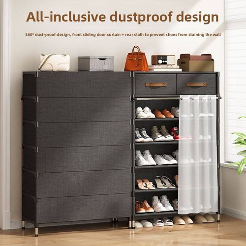 7 Tier Dustproof Shoe Rack With Storage Drawers🥿